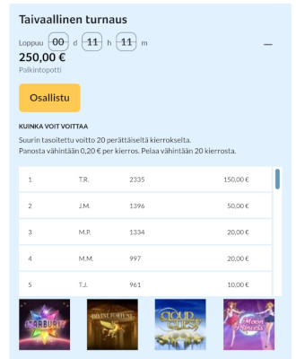 kolikkopelit.com turnaukset