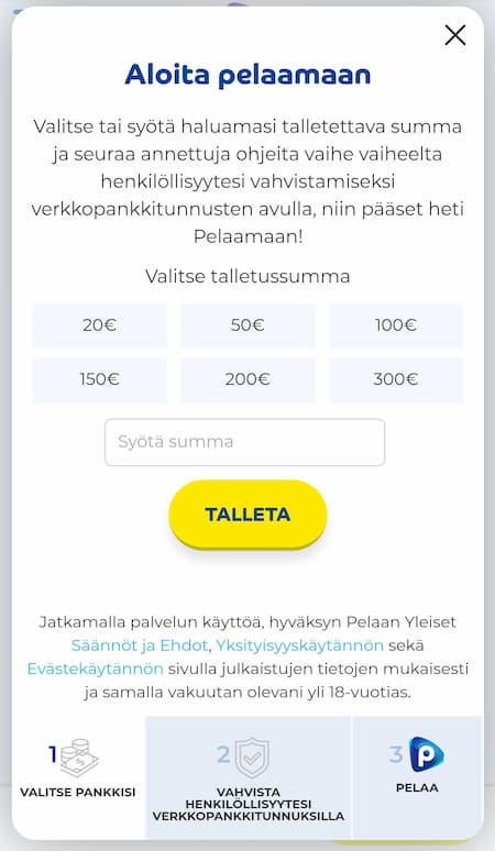 Pelaa.com talletus on helppoa