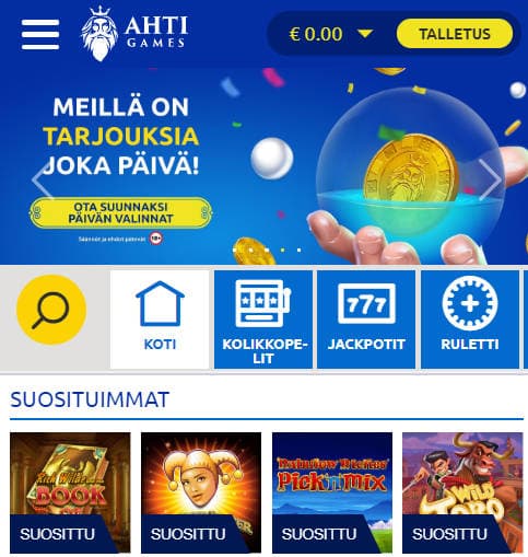 Ahtigames casinon peliaulasta löytyy pelit helposti