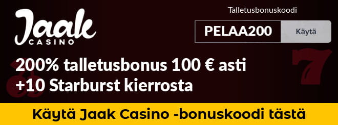 Jaak Casino bonuskoodilla saat 2x paremman bonuksen, lue arvostelu