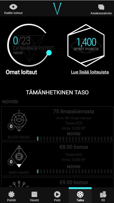 Loitsuja on 4 eri tasoa
