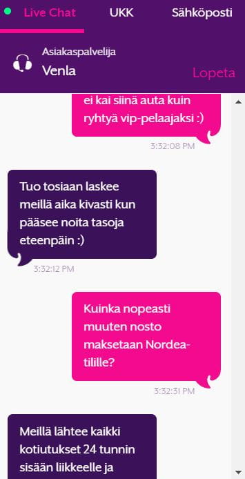 Asiakaspalvelu Frank Fred:llä vastasi erittäin nopeasti