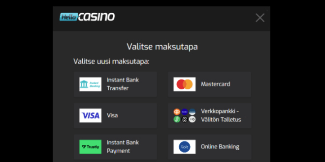 kotiutus ja talletus onnistuu helposti hellocasinolla