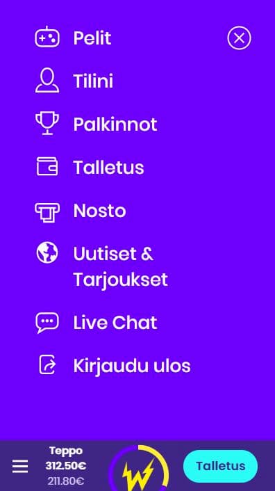 Käyttöliittymä mobiilissa on erittäin selkeä