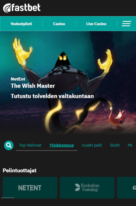 Fastbet etusivu mobiilissa