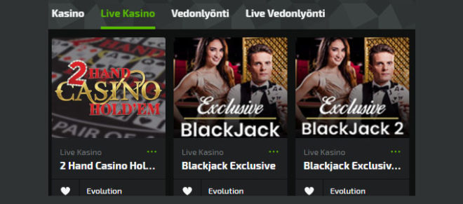 Mobilebet live casino pelivalikoima