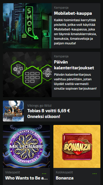 Mobilebet mobiilissa