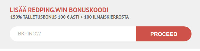 Redpingwin bonuskoodin lunastaminen