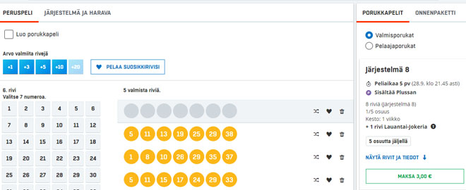 Veikkaus lotto valikko