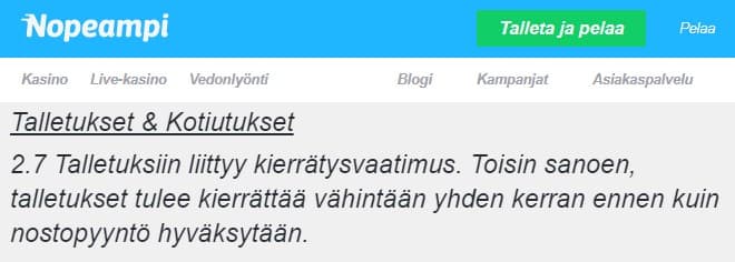 Muista tarkistaa ilmaiskierrokset ilman kierrätysvaatimusta ehdot.