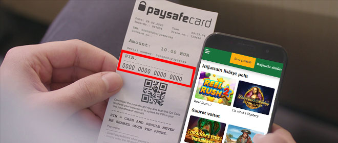 Paysafecard talletus casinolle tapahtuu koodia käyttämällä.