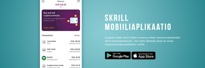 Skrill tarjoaa myös oman sovelluksensa.