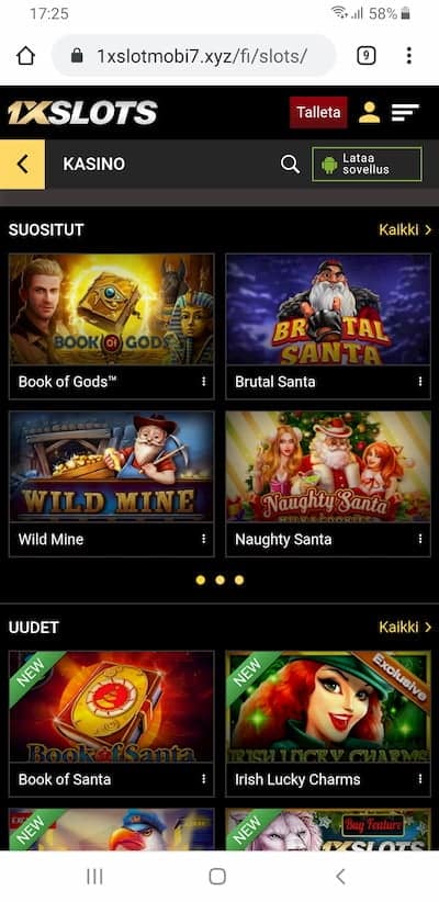 Mobiilissa 1xslots toimii myös erinomaisesti