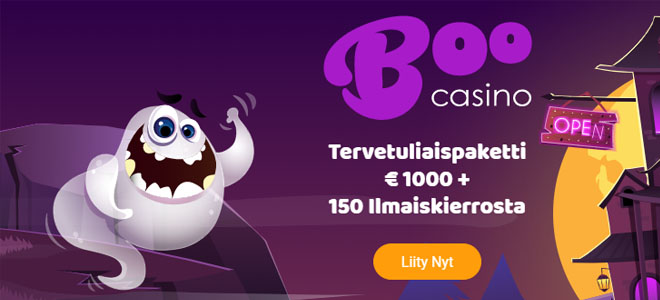 Boo Casino uusi bonus eli 100% 500 € asti + 50 kierrosta