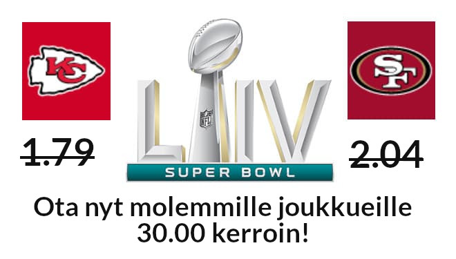 30.00 kerroin on loistava super bowlissa