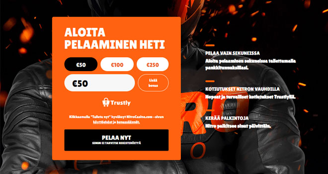 Nitro Casino hoitaa kotiutukset 5 minuutissa