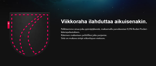 Rocket pocket käteispalautus