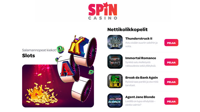 SpinCasino kokemuksia pääsee keräämään tyylikkäästä aulasta