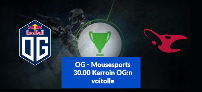 OG saa 30.00 kertoimen voitolleen Mousesportsia vastaan