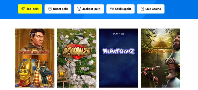 Thrillssin pelivalikoima on jaoteltu erittäin selkeisiin kategorioihin