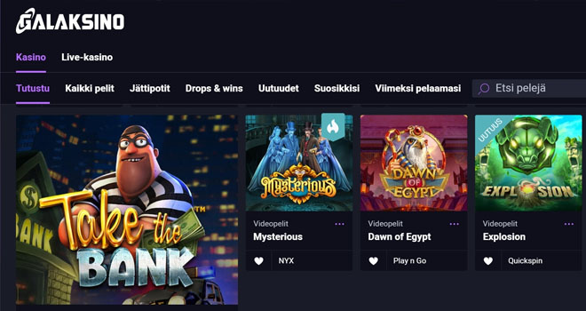Galaksino casinon aula on erittäin selkeä
