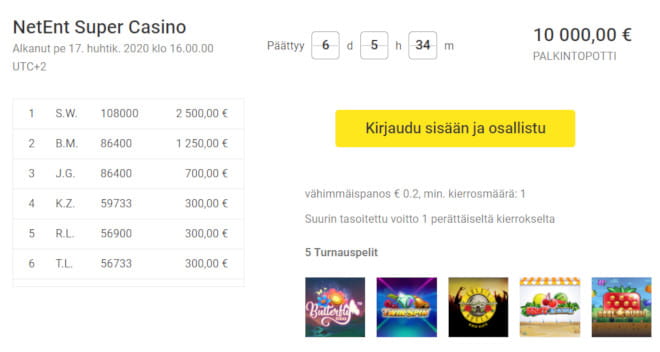 NetEnt supercasino turnaus