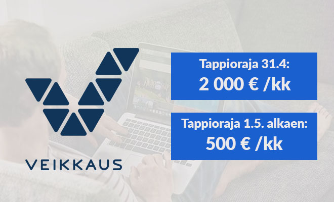 Veikkaus laski pelirajat 500 euroon kuukaudessa.