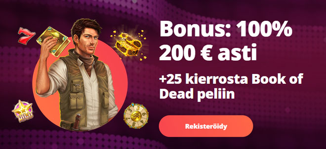 Megalotto Casino tarjoaa 100% bonuksen 200 € asti + 25 kierrosta ensitalletukselle