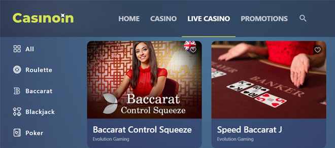 Casinonin live kasinosta löytyy paljon pöytäpelejä