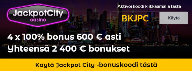 Jackpot City bonuskoodi antaa 800 € ylimääräistä bonusta