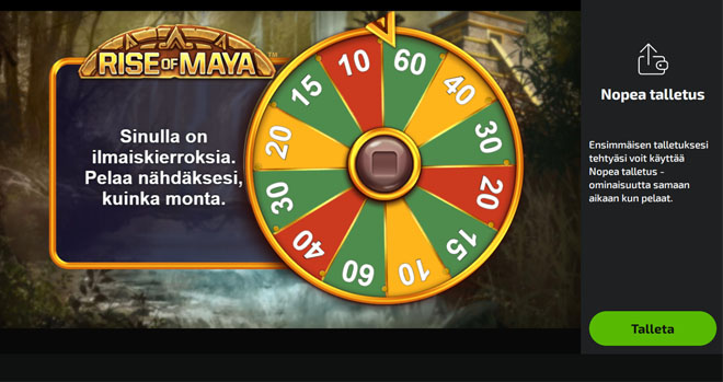 Mobilebet onnenpyörästä voi voittaa jopa 60 kierrosta