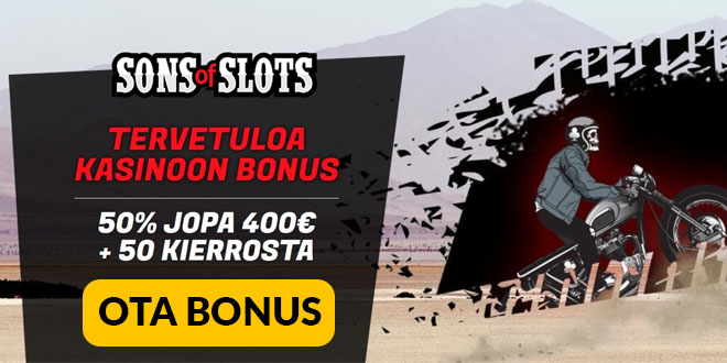 Sons of Slots kasinolla pelit voi aloittaa jopa 1 200 euron saldolla