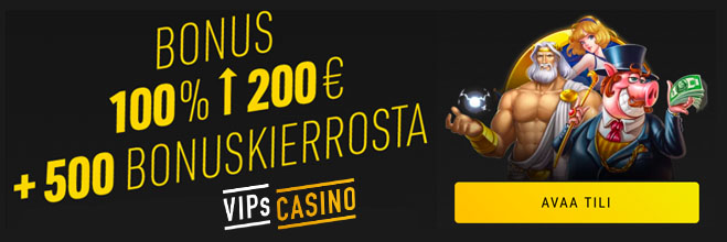 VIPsCasinon 21.5 päivittynyt tarjous antaa 500 kierrosta + 200 € bonuksen