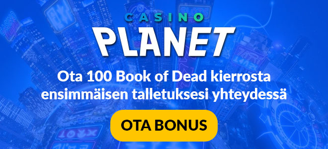 Uuden asiakkaan etuna voit lunastaa 100 kierrota Book of Dead -peliin
