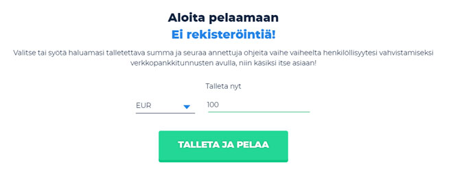 Tältä talletuksen tekeminen näyttää Casino Planetilla