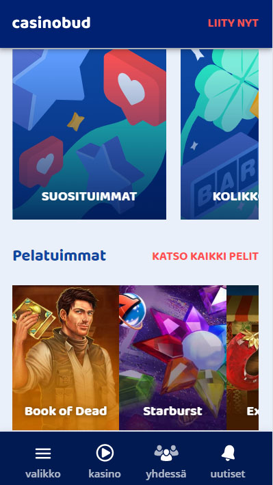 Casinobud mobiilissa toimii erittäin hyvin