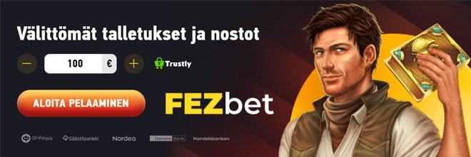 FEZBet tarjoaa kolikkopelejä ilman rekisteröitymistä 100% bonuksella