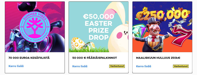 Esimerkkejä sivuston järjestämistä kampanjoista
