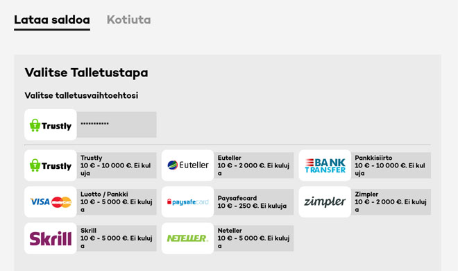 Highroller maksutavat