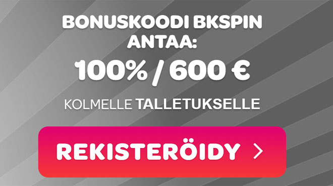 Spin Casino bonuskoodi BKSPIN aktivoituu automaattisesti
