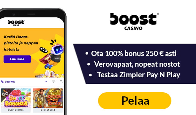 Boost Casinon heinäkuussa 2020 uudistama etu antaa sinulle 1000 € bonuksen sekä 100 kierrosta