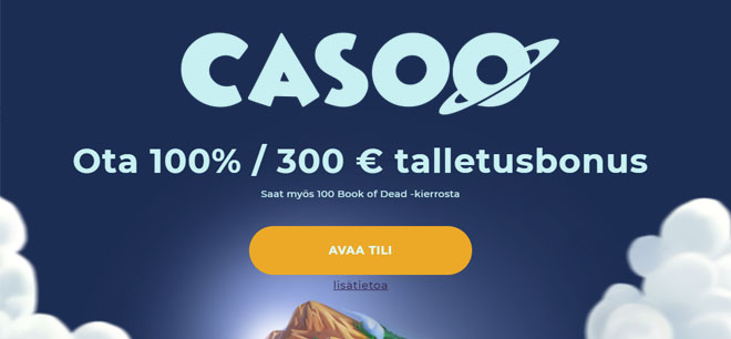 Casoo Bonus antaa sinulle 100% edun 300 euroon asti