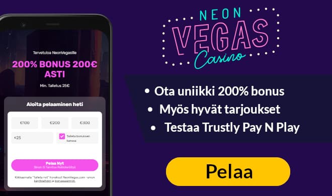 Saat Neon Vegas casinolta erinomaisen käteisbonuksen