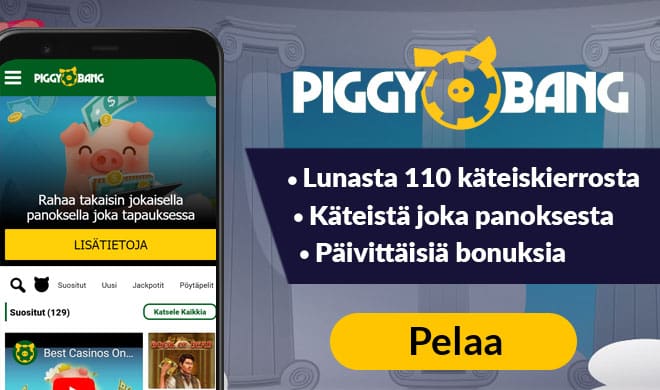 Piggy Bang Casino bonus antaa sinulle 55 käteiskierrosta heti