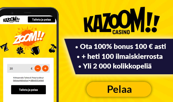 Pelaa pikana Kazoom Casinolla ilman rekisteröitymistä