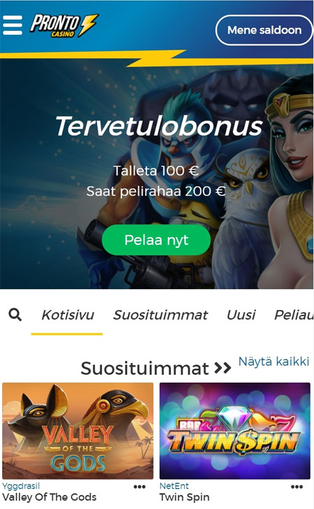 Kokeile Pronto Casinoa myös mobiilissa