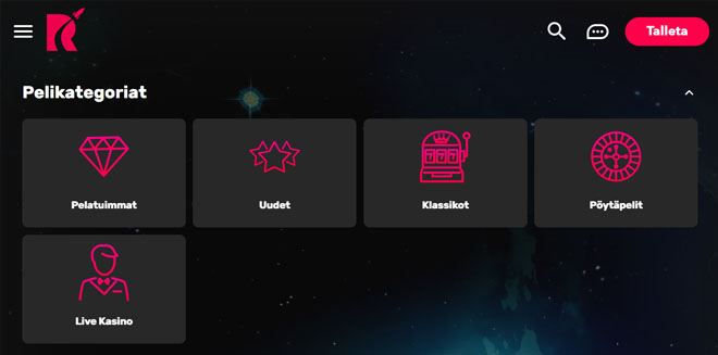 Rocket Casinon uudet tyylikkäät filtterit