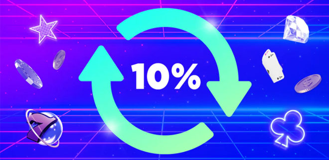 Megarush bonus on 10% käteispalautusta