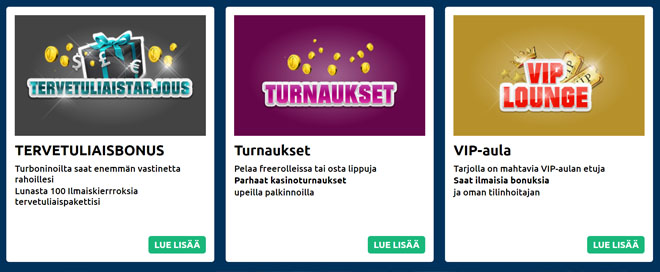 Turbonino kampanjoiden esimerkkejä