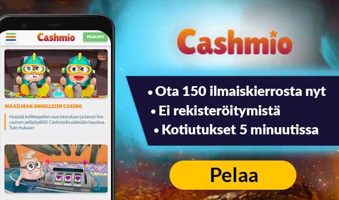 Cashmio Casino antaa sinun aloittaa pelit 150 ilmaiskierroksella